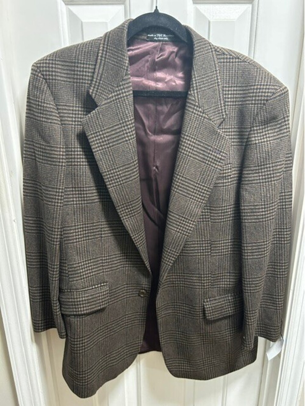 Gianfranco Ruffini Italy Brown Plaid Wool Sport Coat Blazer